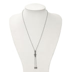 Antiqued CZ Adjustable Necklace in Stainless Steel