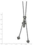 Antiqued CZ Adjustable Necklace in Stainless Steel