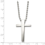 Chisel Stainless Steel Polished Cross Pendant on a 22 inch Ball Chain Necklace