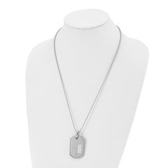 Chisel Stainless Steel Polished with 18k Gold Accent .01 carat Diamond Dog Tag on a 24 inch Ball Chain Necklace
