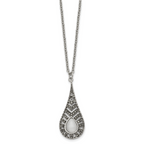 Marcasite & Cat's Eye Necklace in Stainless Steel