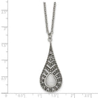 Marcasite & Cat's Eye Necklace in Stainless Steel