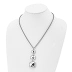 Stainless Steel Polished Hollow Squares Dangle 19.75in Necklace