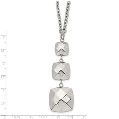 Stainless Steel Polished Hollow Squares Dangle 19.75in Necklace