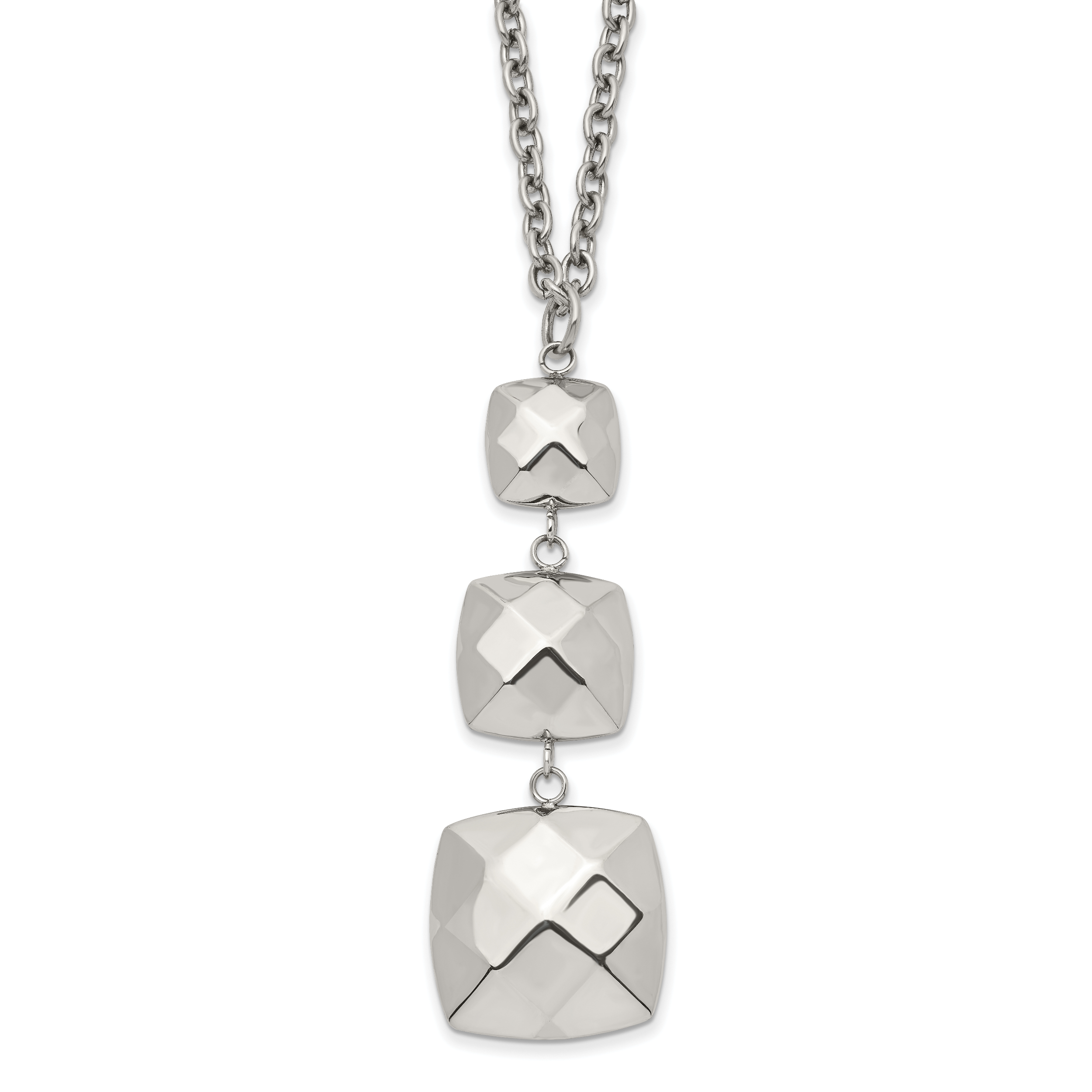 Stainless Steel Polished Hollow Squares Dangle 19.75in Necklace Main image