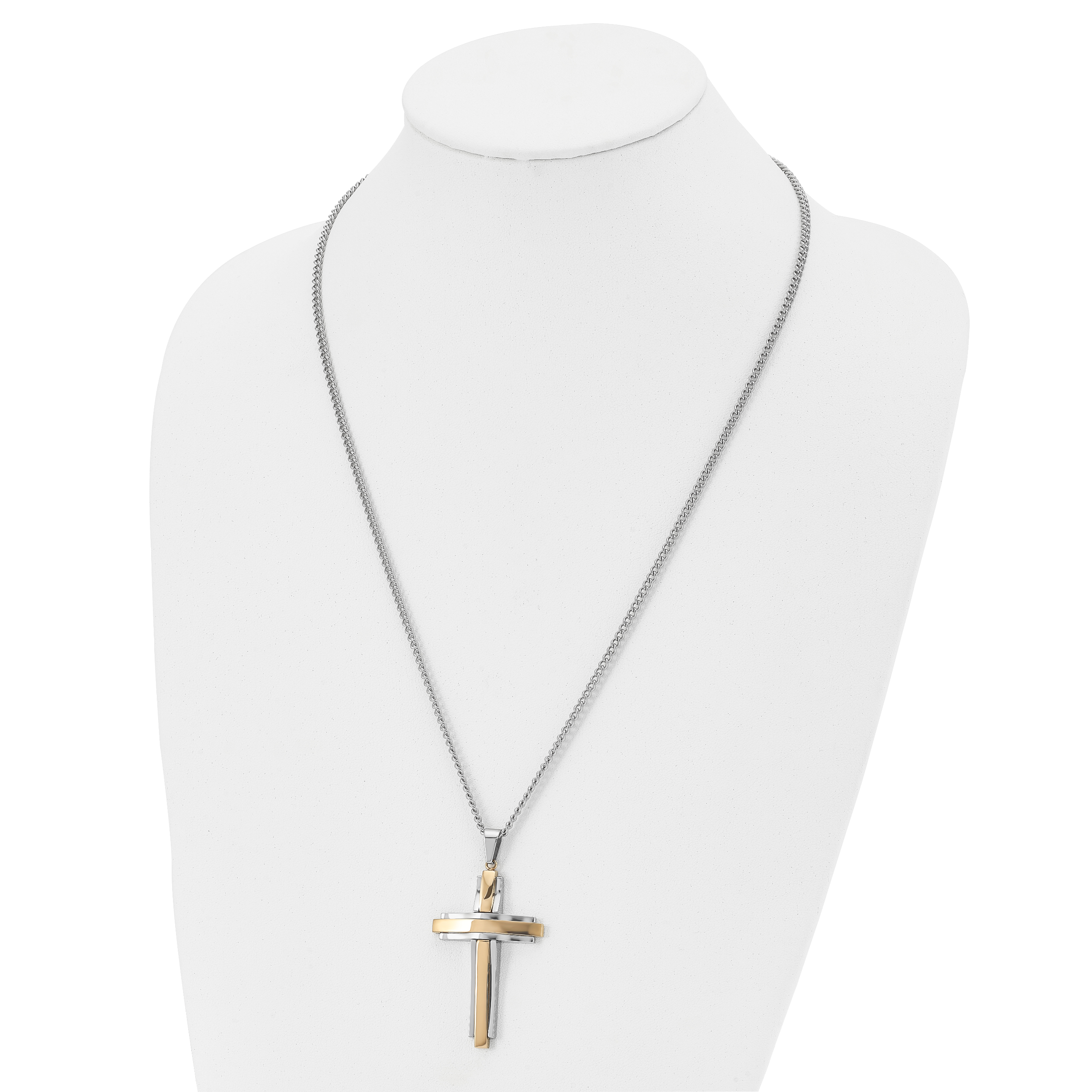 Cross Pendant Necklace in Gold-Tone Stainless Steel, 24"