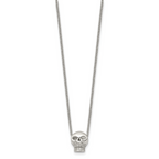 Stainless Steel Polished Skull 16in Necklace