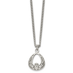 Claddagh Pendant Necklace in Stainless Steel, 18 in