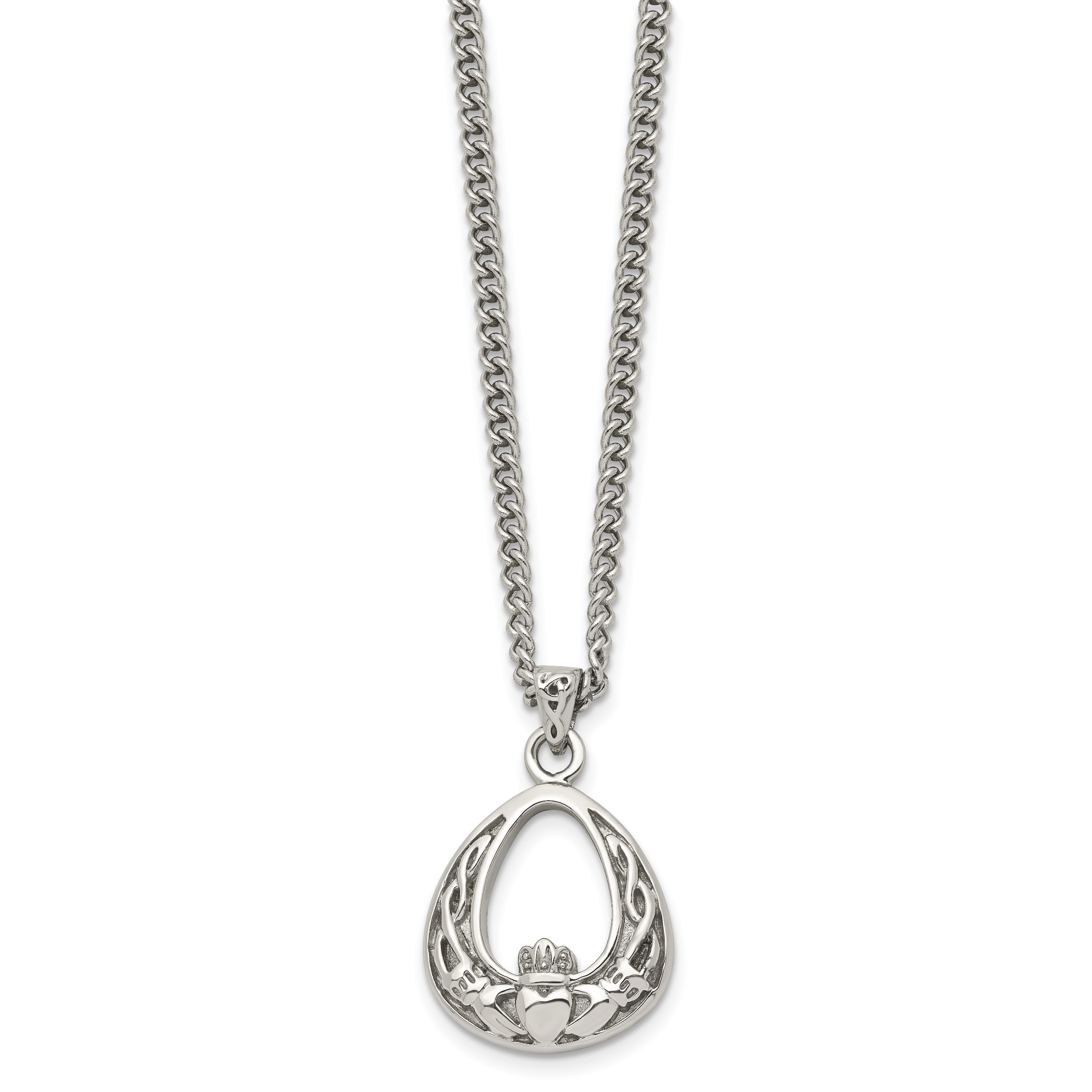 Claddagh Pendant Necklace in Stainless Steel, 18 in
