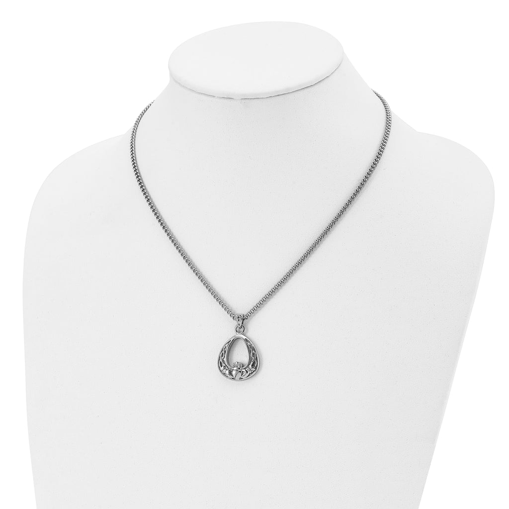 Claddagh Pendant Necklace in Stainless Steel, 18 in