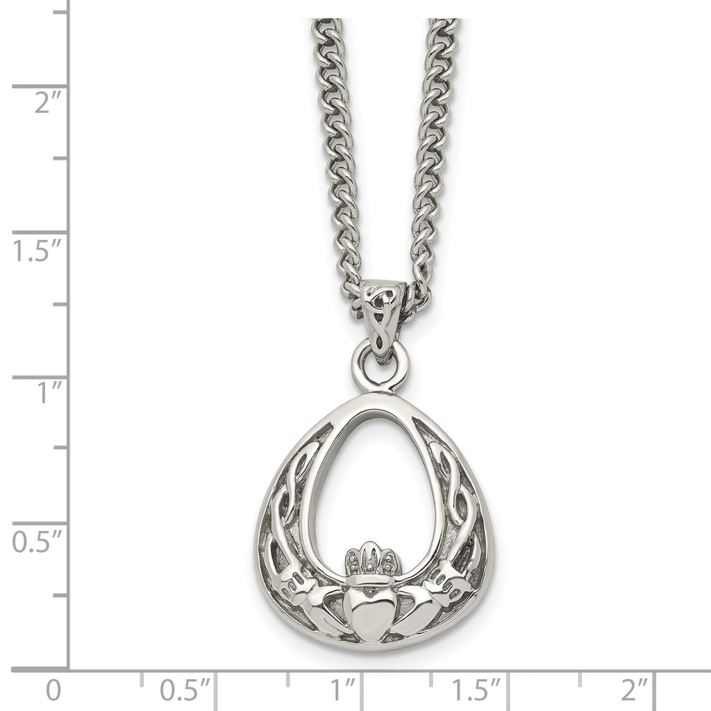 Claddagh Pendant Necklace in Stainless Steel, 18 in