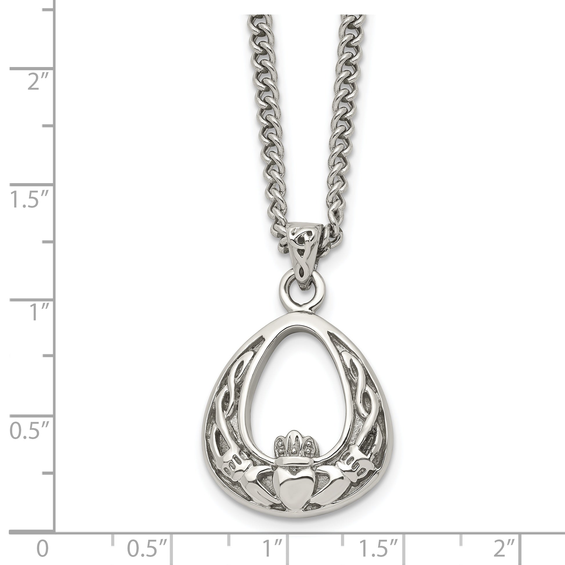Claddagh Pendant Necklace in Stainless Steel, 18 in
