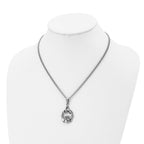 Chisel Stainless Steel Polished Trinity Knot and Claddagh Pendant on an 18 inch Curb Chain Necklace