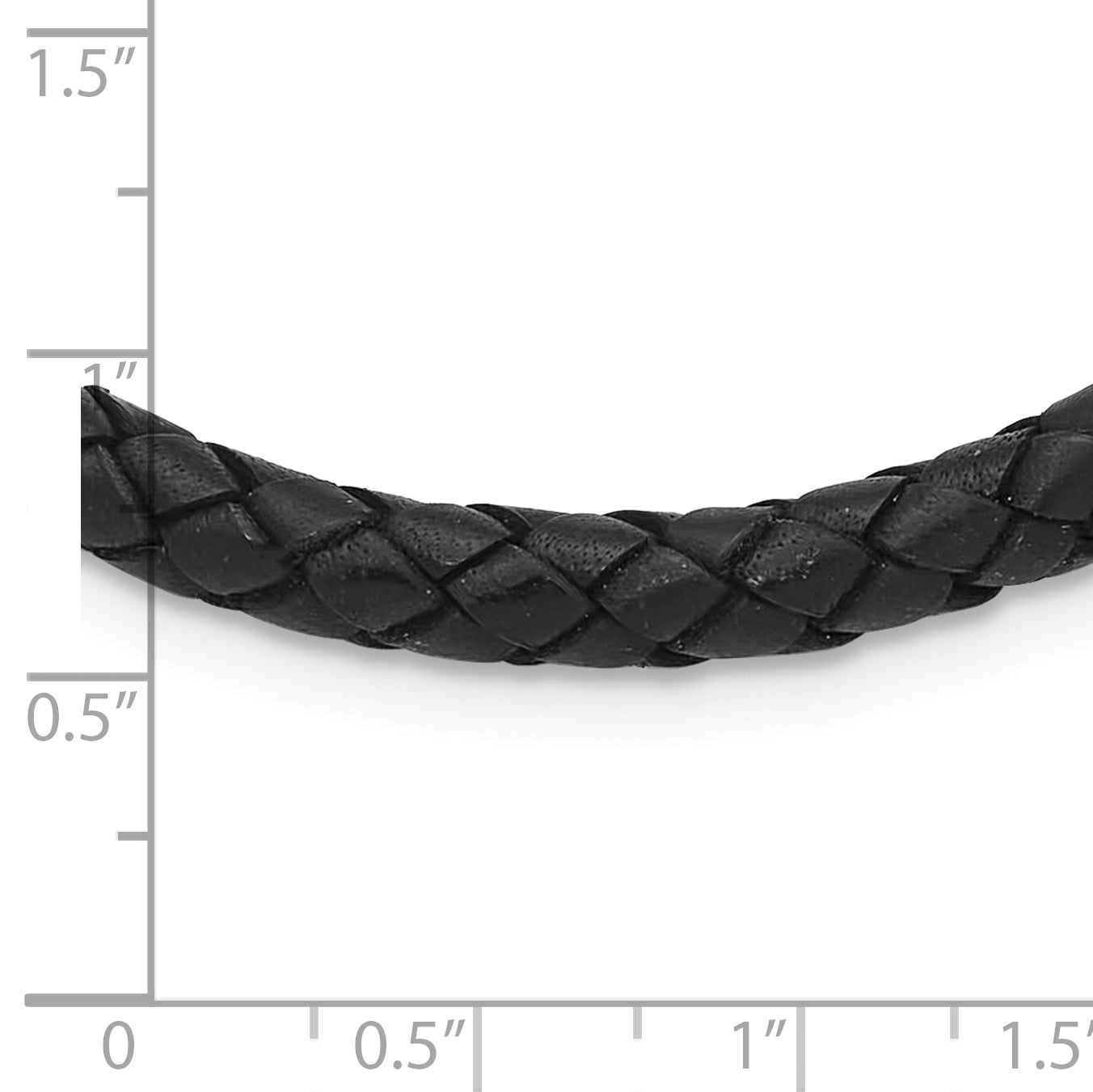 Chisel Stainless Steel Polished Woven Black Leather 16.25 inch Necklace Secondary image