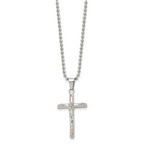 Sophia Jewelers Polished Stainless Steel Unisex Crucifix Pendant Necklace