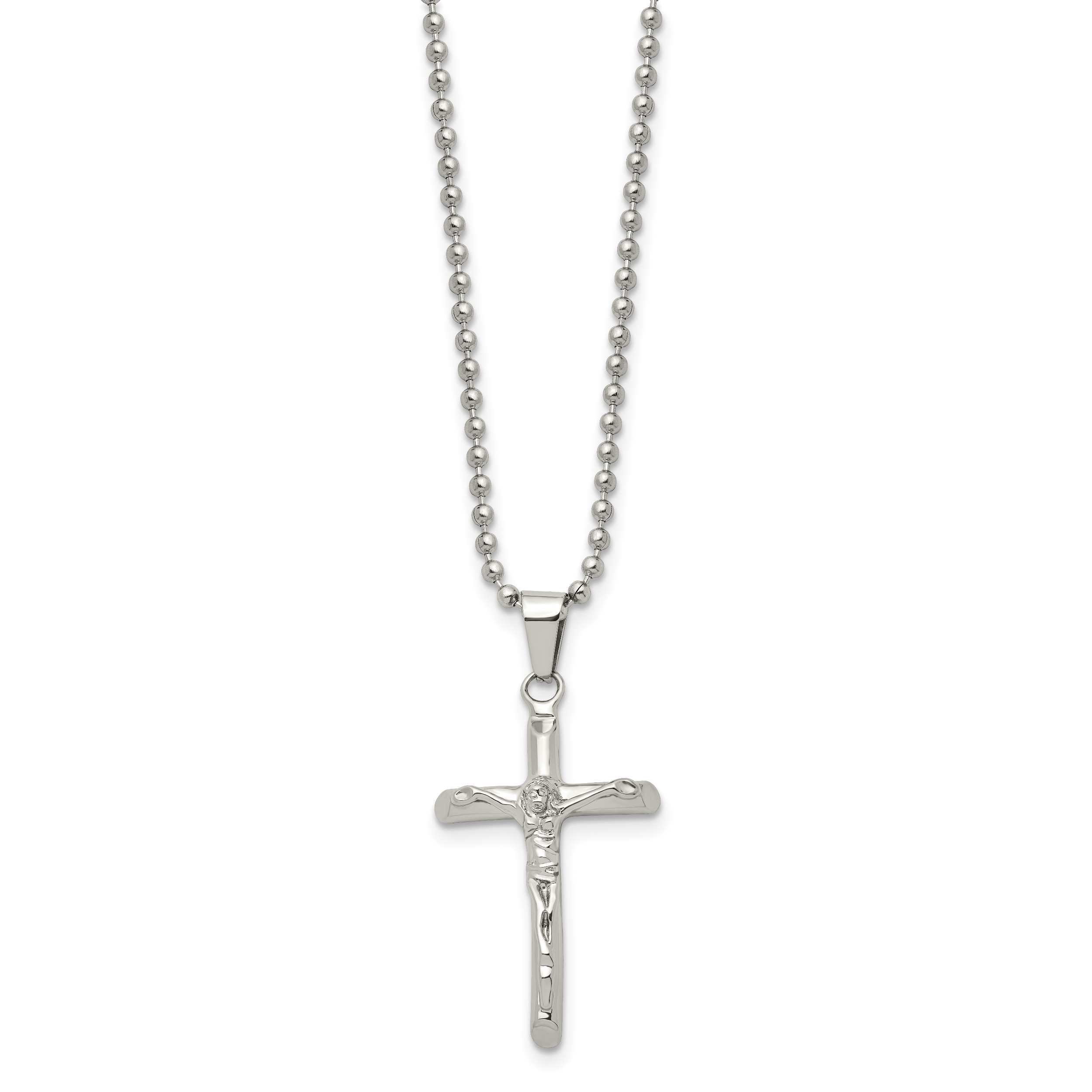 Sophia Jewelers Polished Stainless Steel Unisex Crucifix Pendant Necklace