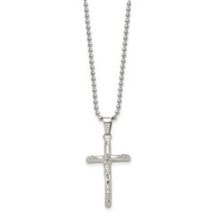 Sophia Jewelers Polished Stainless Steel Unisex Crucifix Pendant Necklace