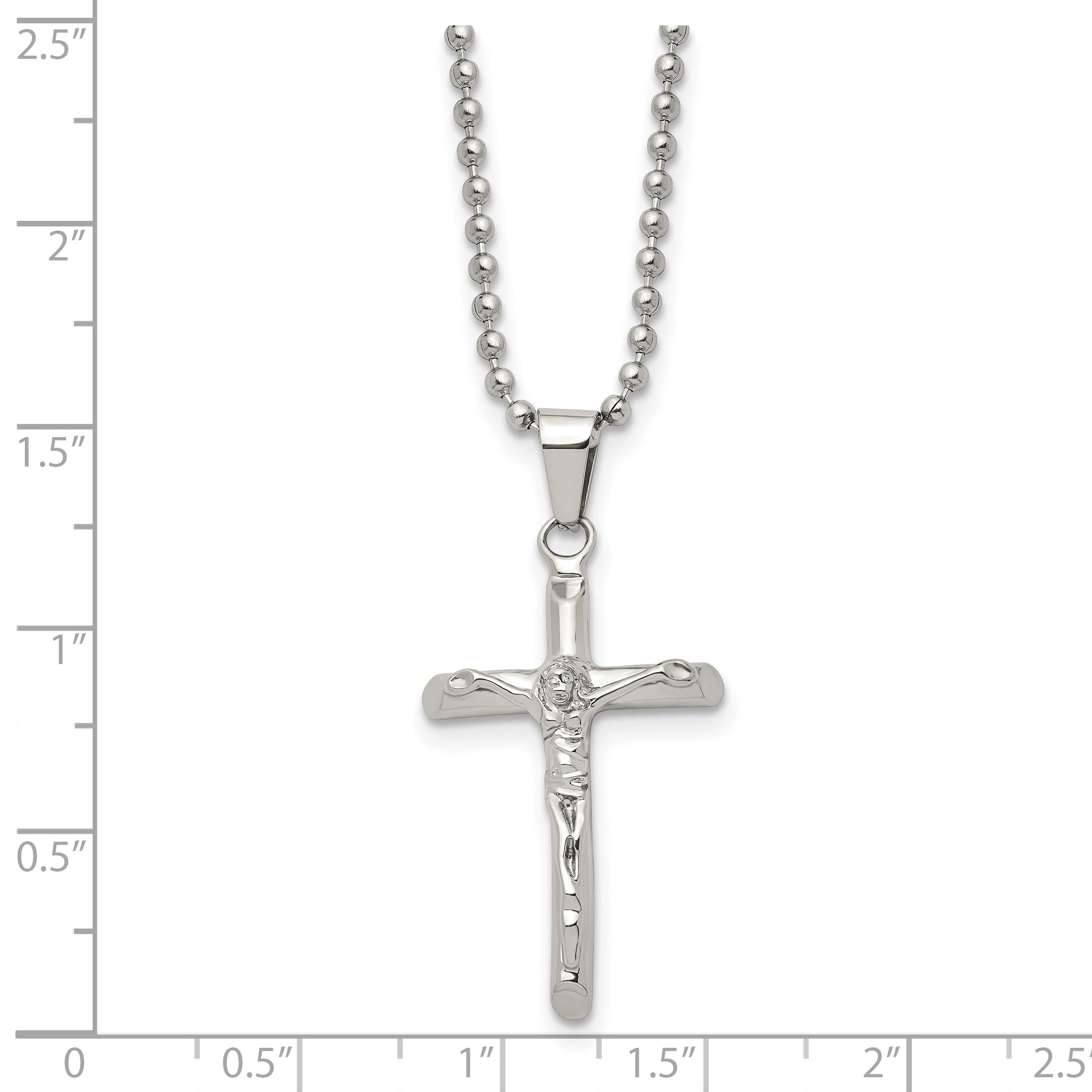 Sophia Jewelers Polished Stainless Steel Unisex Crucifix Pendant Necklace