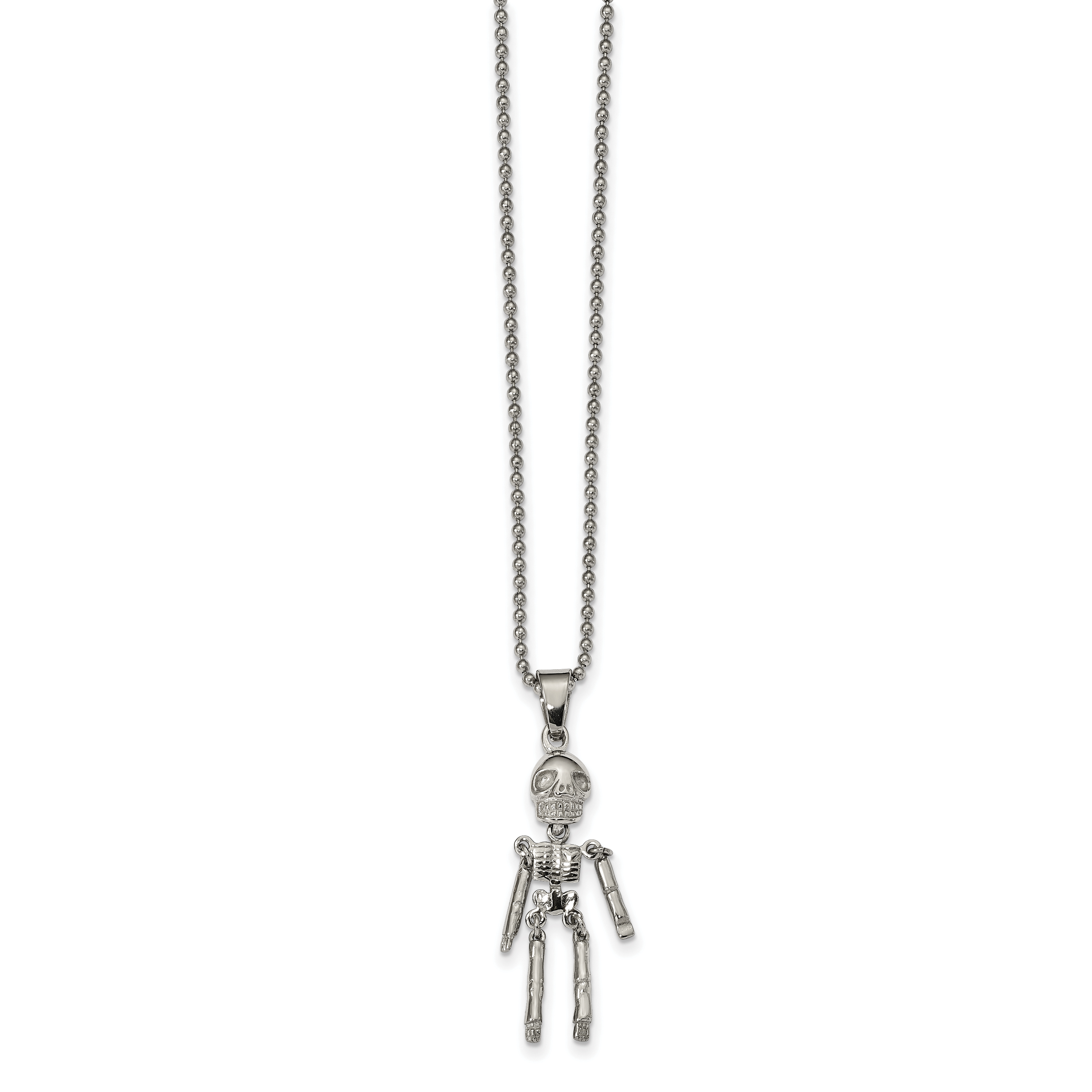 Chisel Stainless Steel Polished Moveable Skeleton Pendant on a 22 inch Ball Chain Necklace Main image