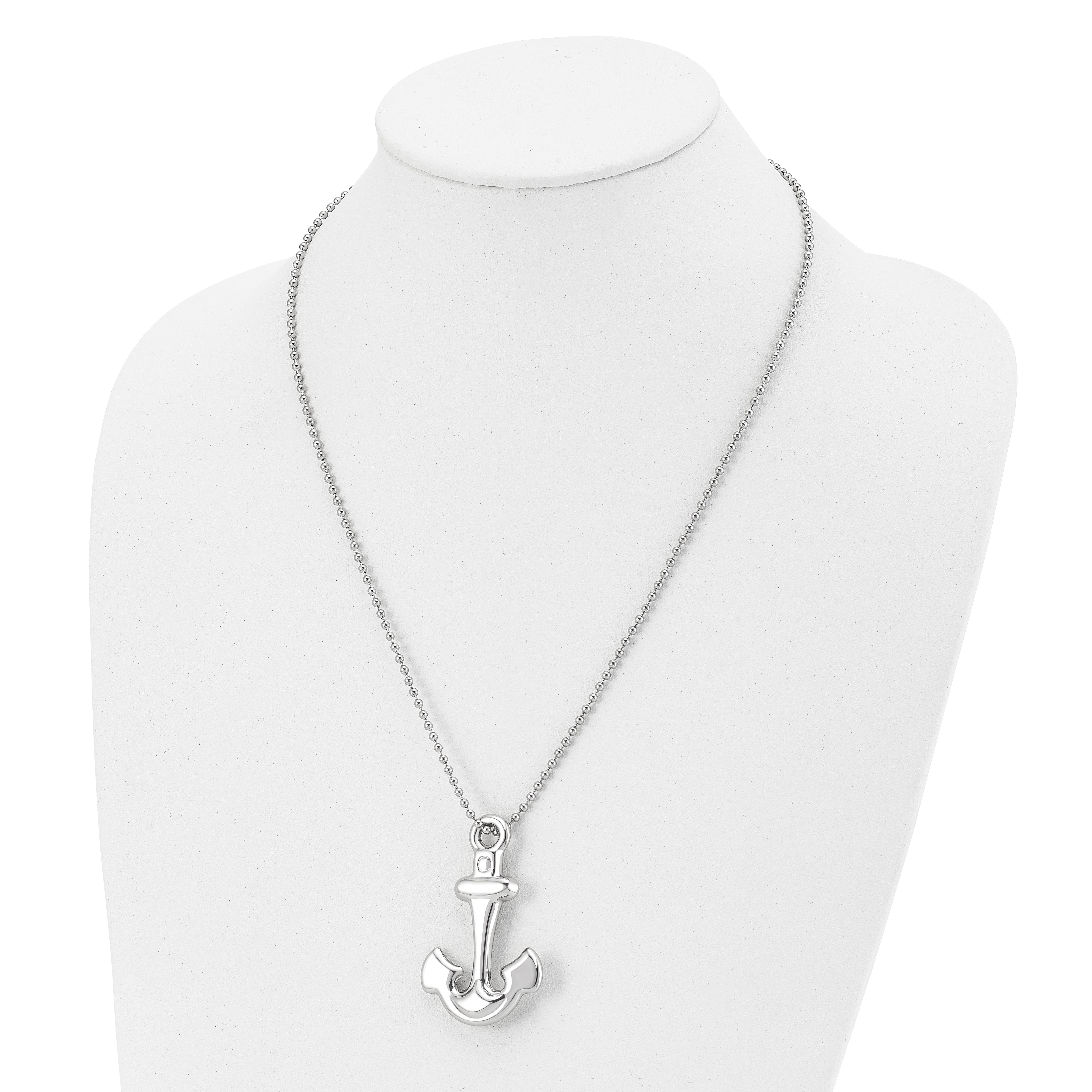 Chisel Stainless Steel Polished Hollow Anchor Pendant on a 22 inch Ball Chain Necklace