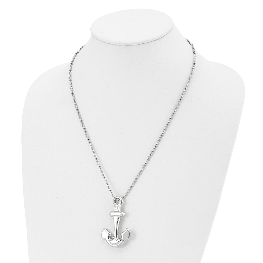 Anchor Pendant Necklace in Stainless Steel, 22"