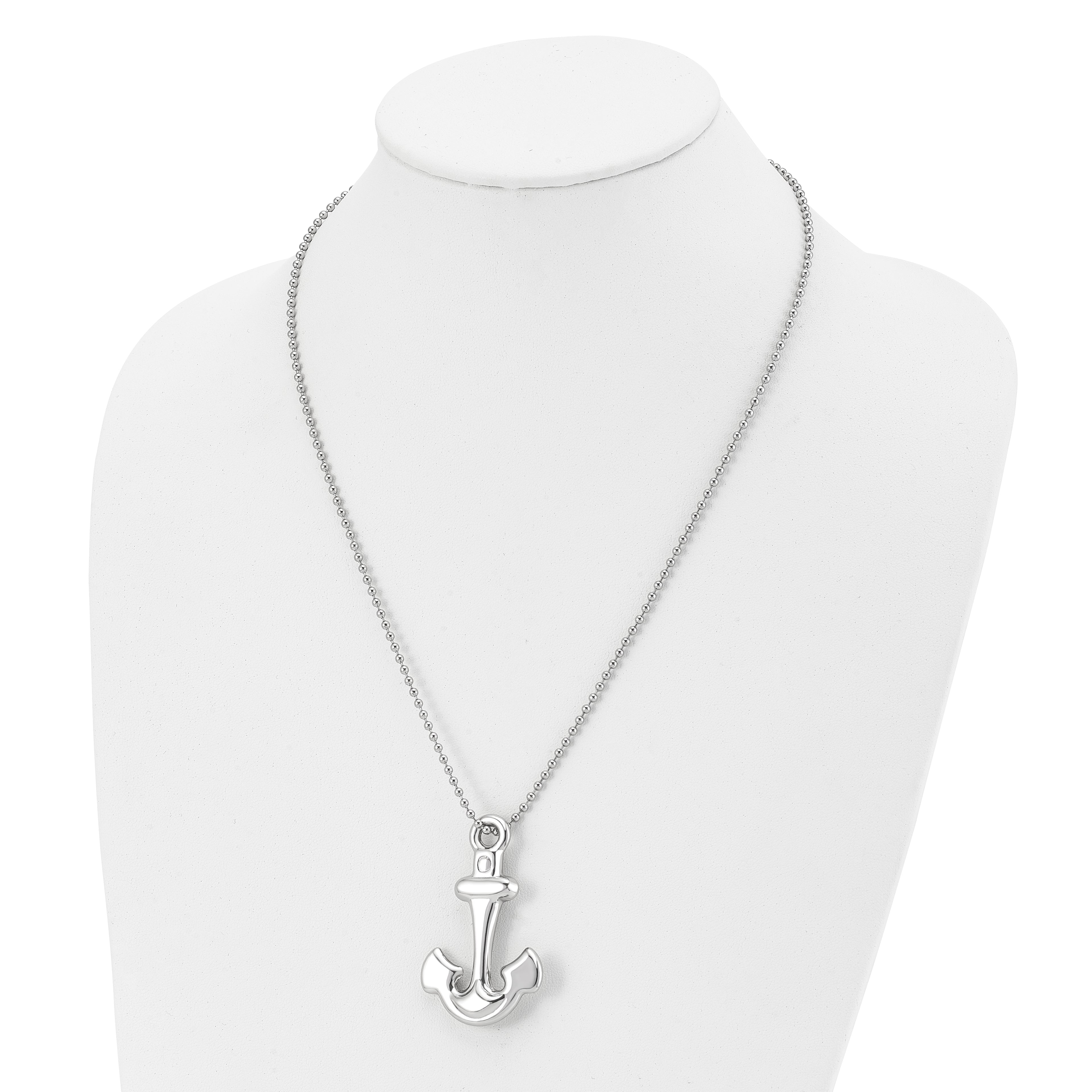 Anchor Pendant Necklace in Stainless Steel, 22"