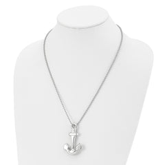 Chisel Stainless Steel Polished Hollow Anchor Pendant on a 22 inch Ball Chain Necklace