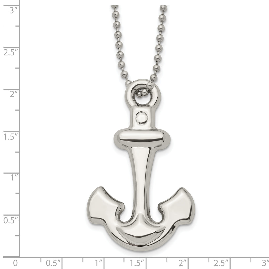 Anchor Pendant Necklace in Stainless Steel, 22"