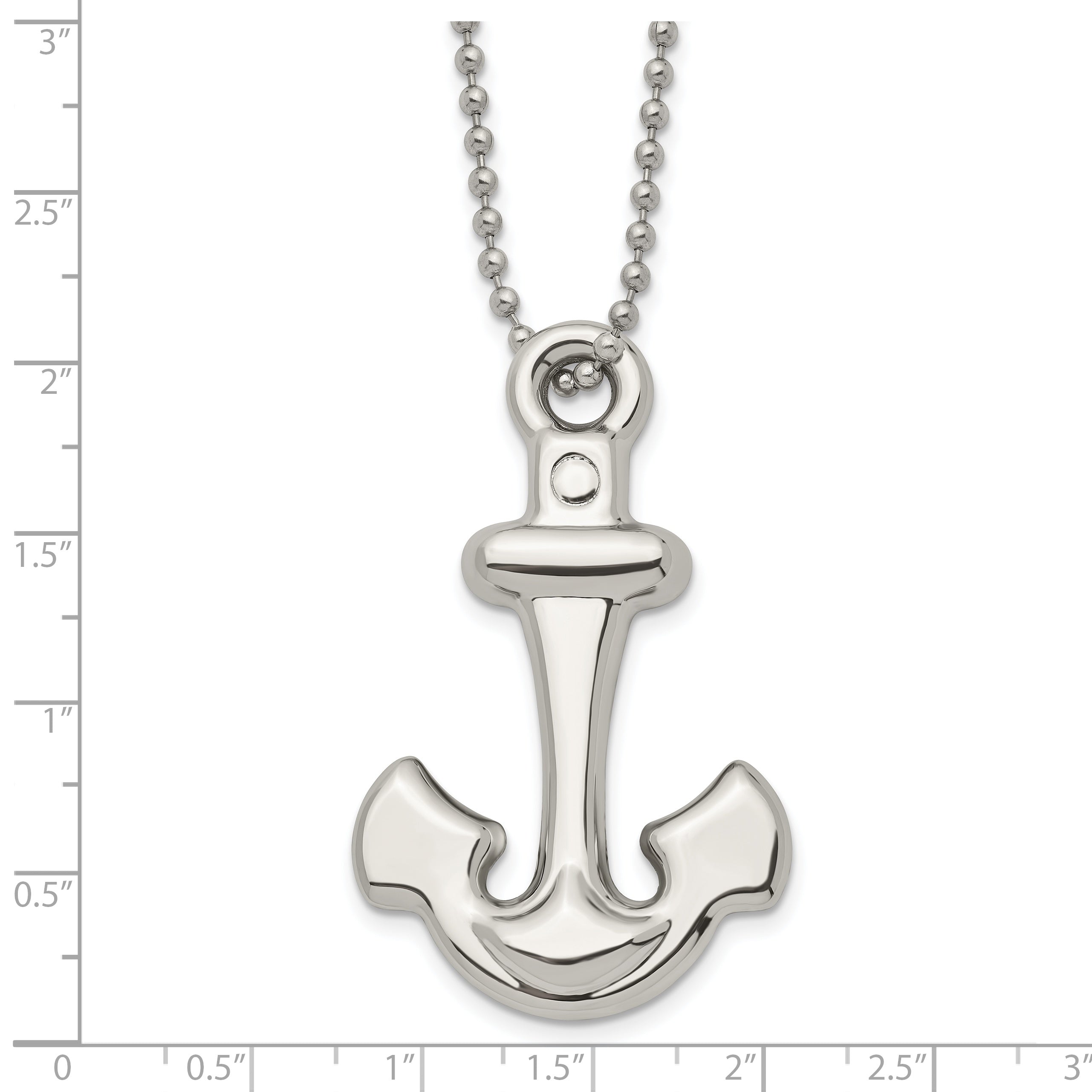 Anchor Pendant Necklace in Stainless Steel, 22"