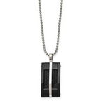 Black IP Rectangle Dog Tag Necklace in Stainless Steel