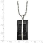 Black IP Rectangle Dog Tag Necklace in Stainless Steel