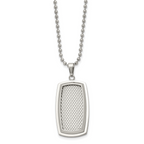 Polished & Textured Rectangle Necklace in Stainless Steel, 22"