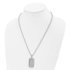 Polished & Textured Rectangle Necklace in Stainless Steel, 22"