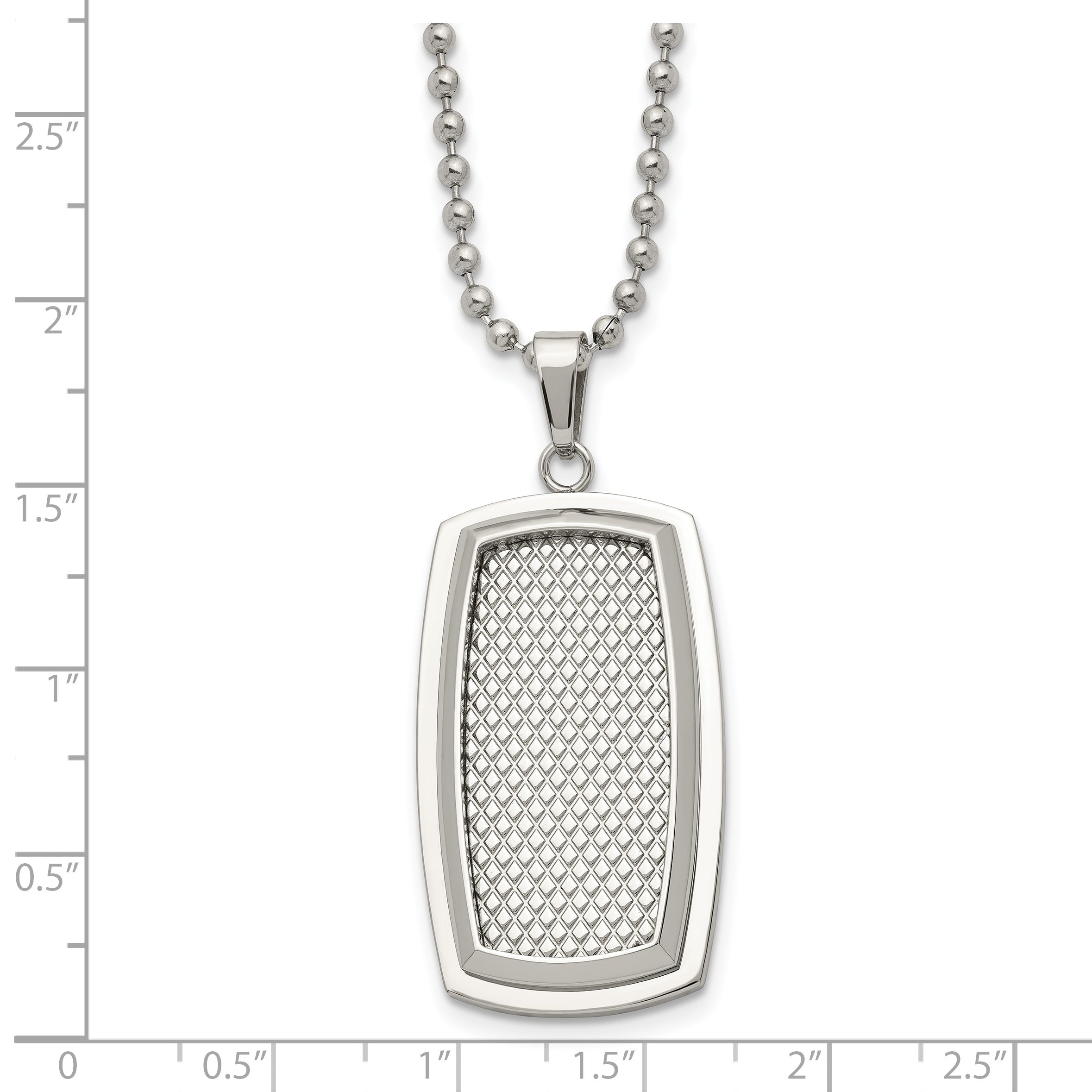 Polished & Textured Rectangle Necklace in Stainless Steel, 22"