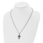 Chisel Stainless Steel Polished Black IP-plated Cross Pendant on a 22 inch Cable Chain Necklace