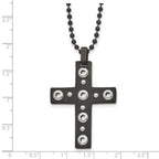 Black IP Cross Pendant Necklace in Stainless Steel, 22in