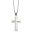 Chisel Stainless Steel Brushed and Polished Swirl Design Cross Pendant on a 24 inch Ball Chain Necklace