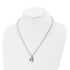 Stainless Steel Polished w/Pink Awareness CZ 20in Necklace