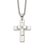 Chisel Stainless Steel Polished with CZ Cross Pendant on a 22 inch Cable Chain Necklace