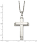 Chisel Stainless Steel Brushed and Polished Cross on a 22 inch Cable Chain Necklace