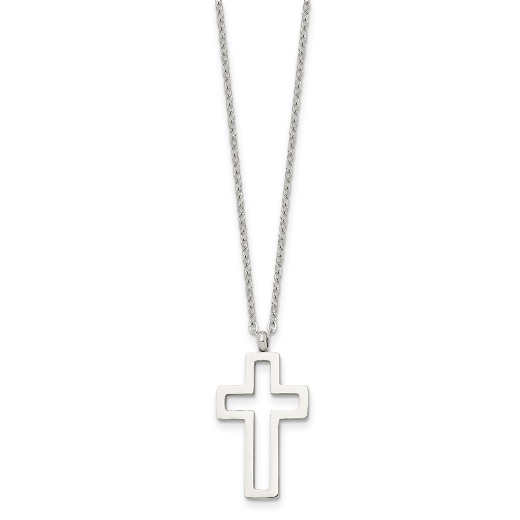 Cut-Out Cross Pendant Necklace in Stainless Steel