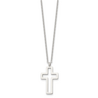 Cut-Out Cross Pendant Necklace in Stainless Steel