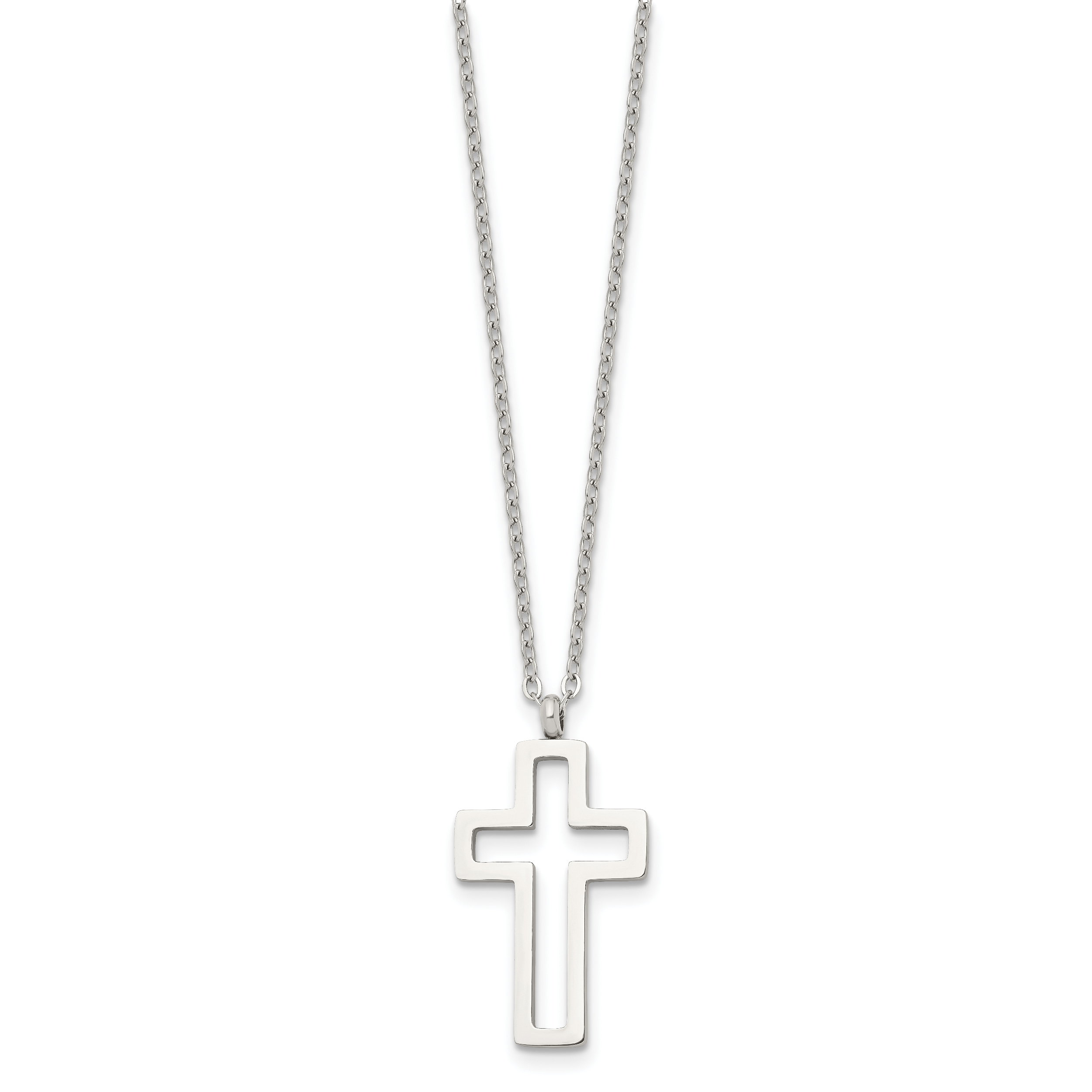 Cut-Out Cross Pendant Necklace in Stainless Steel