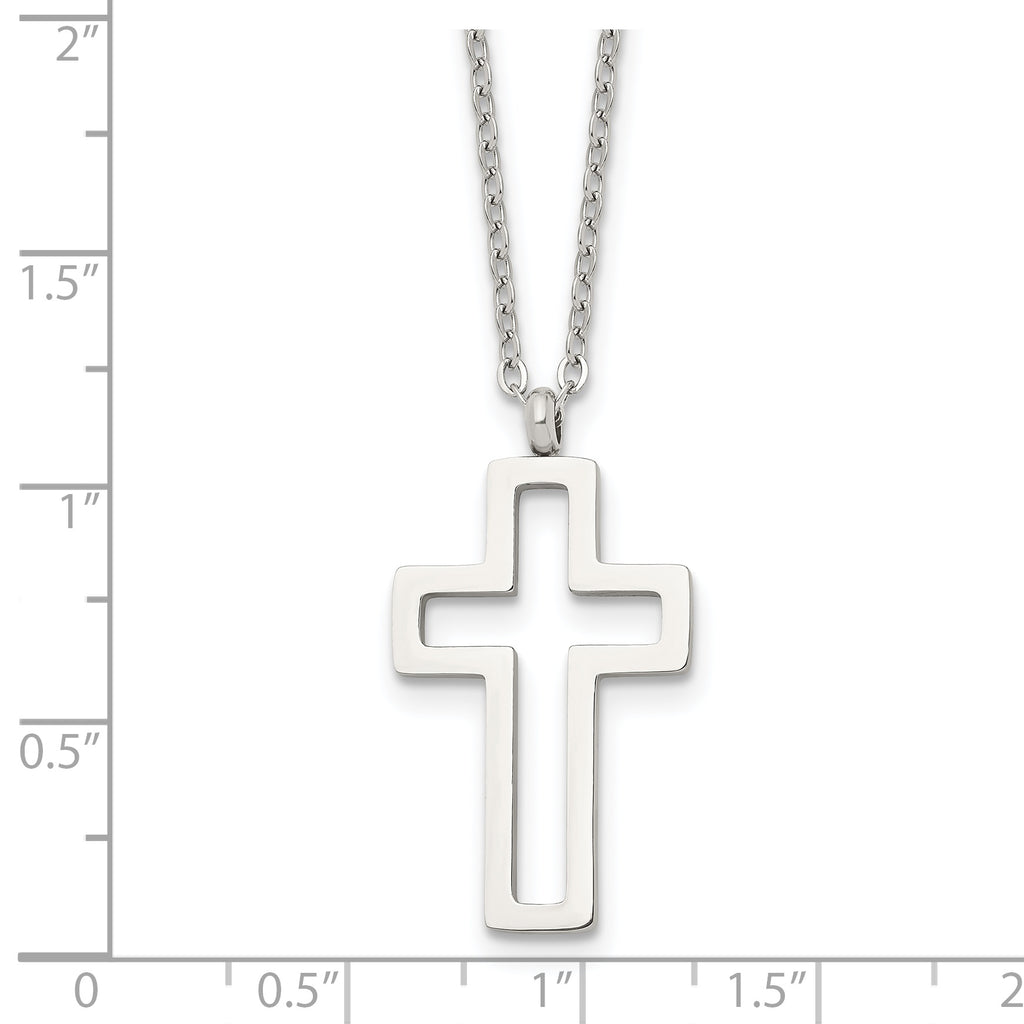 Cut-Out Cross Pendant Necklace in Stainless Steel