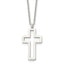 Chisel Stainless Steel Polished Cut-out Cross Pendant on a 17.5 inch Cable Chain Necklace