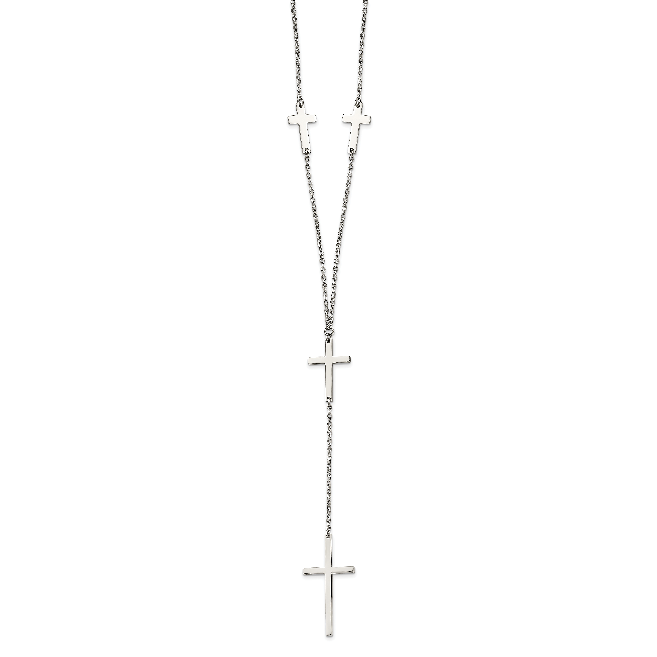 Cross Dangle Slip-On Necklace in Stainless Steel Secondary image