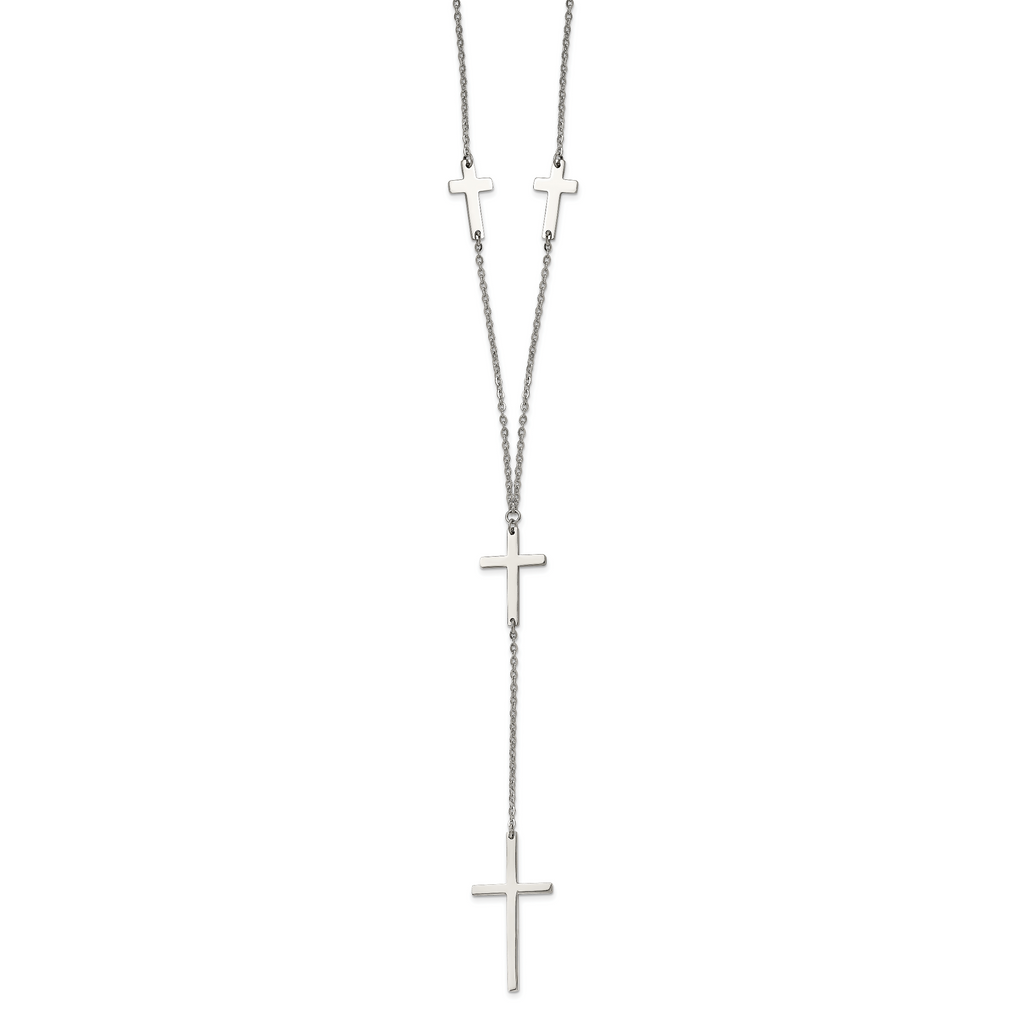 Cross Dangle Slip-On Necklace in Stainless Steel