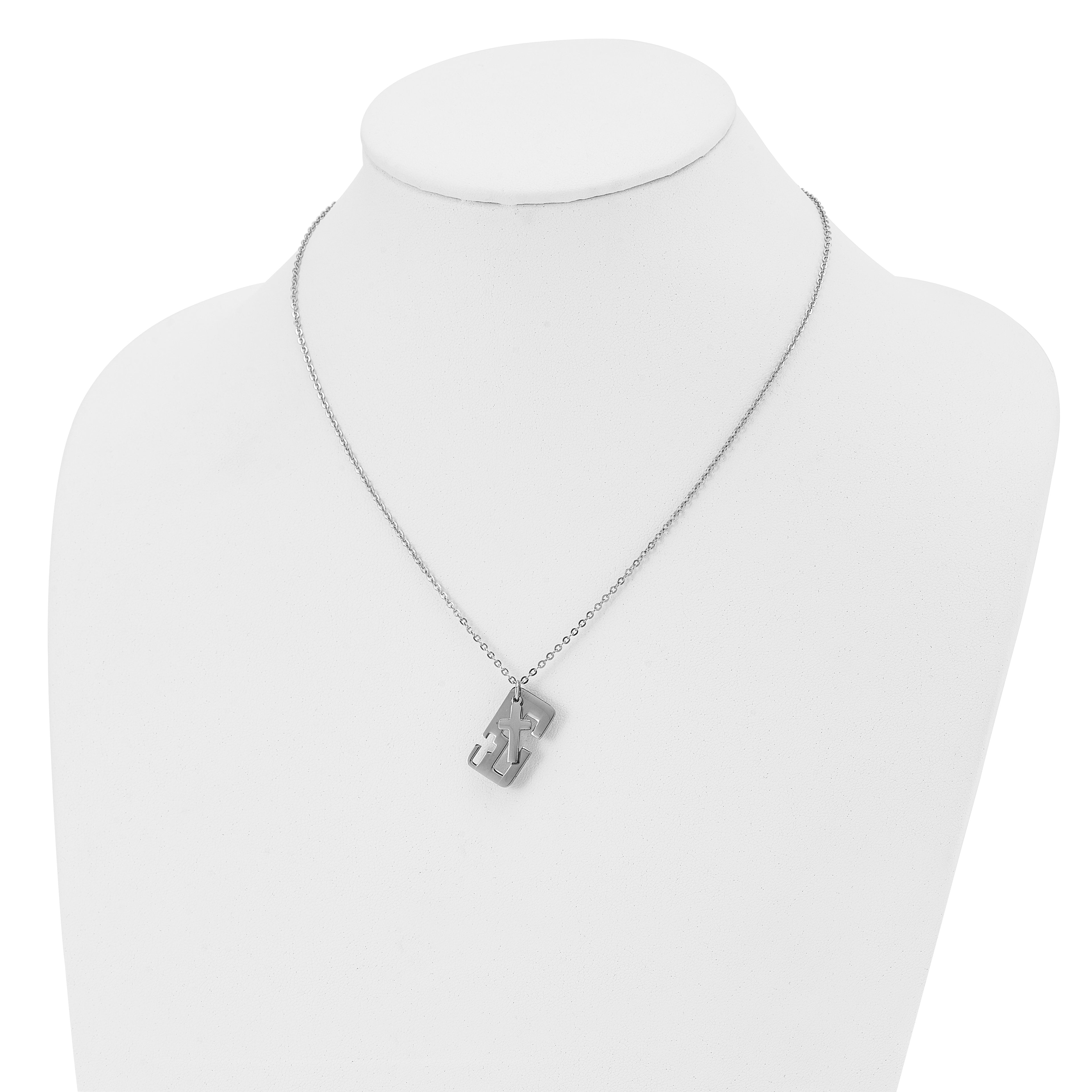 Stainless Steel Polished 2 Piece Cross 18.25in Necklace