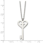 Stainless Steel Polished Key with Cross 16in Necklace