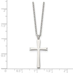 Chisel Stainless Steel Polished Cross Pendant on an 18 inch Cable Chain Necklace